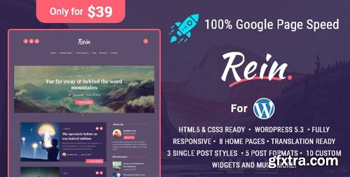 ThemeForest - Rein v1.4.0 - Minimal Lightweight Dark Theme for WordPress - 24487827