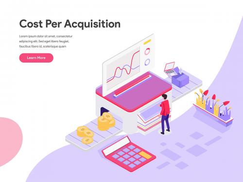 Cost Per Acquisition Isometric Illustration - cost-per-acquisition-isometric-illustration