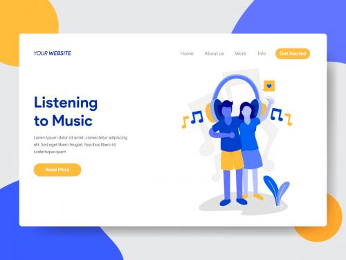 Couple Listening to Music illustration - couple-listening-to-music-illustration