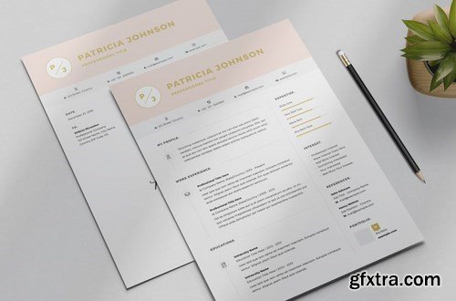 Resume Layout Set with Pink Header