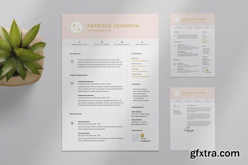 Resume Layout Set with Pink Header