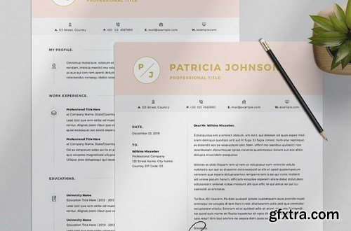 Resume Layout Set with Pink Header