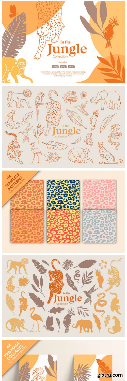 Hand Drawn Jungle Animals Illustrations 2333092