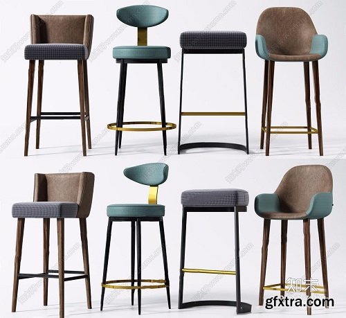 Barstools 01 3D models