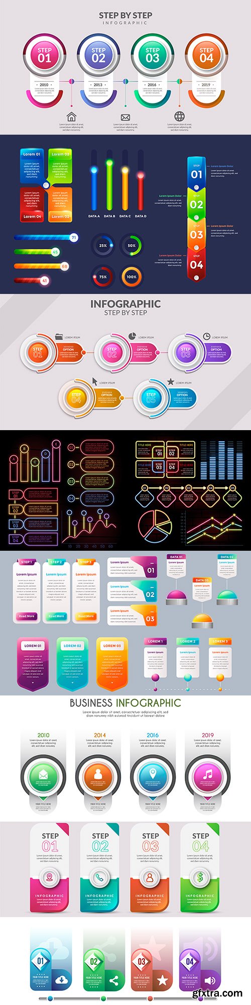 Business infographics options elements collection 120