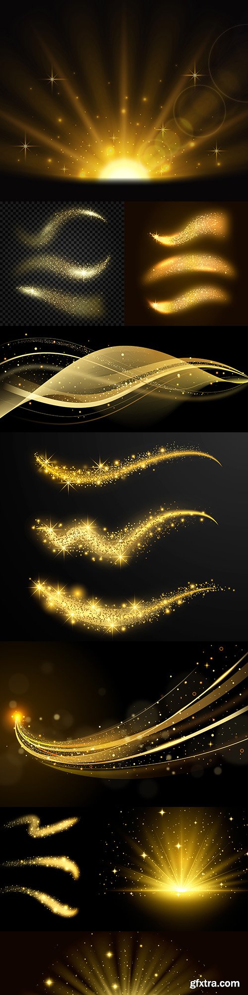 Light effects gold sparkling elements dark background 20