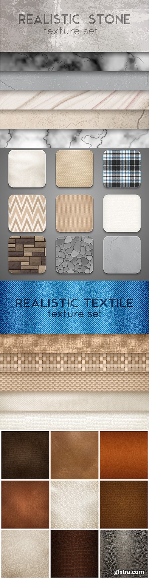 Texture stone wall and fabric collection illustrations