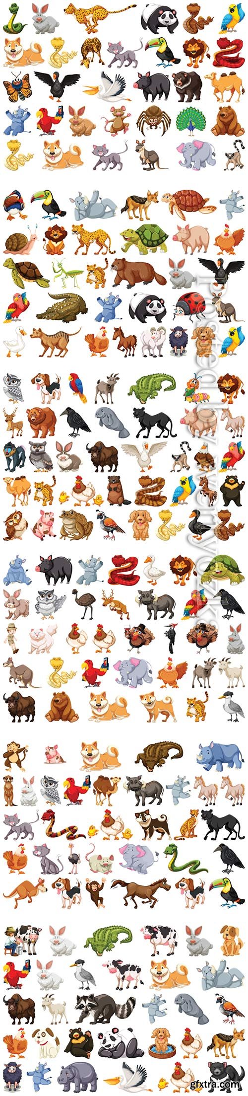 Set of wild animal vector illustration