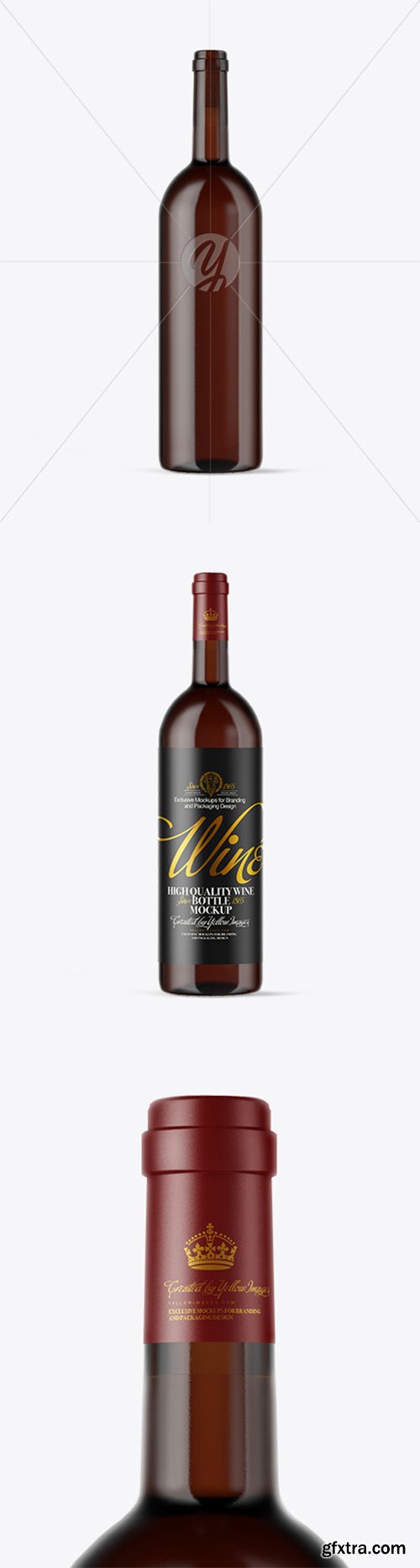 Amber Glass White Wine Bottle Mockup 52030