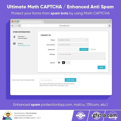 Ultimate Math CAPTCHA / Enhanced Anti Spam Security v1.1.10 - PrestaShop Module