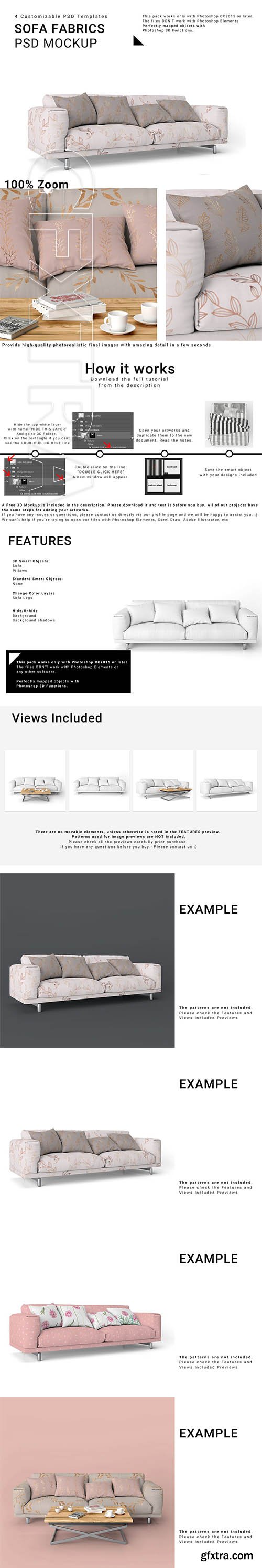 CreativeMarket - Sofa and Throw Pillows Set 3771292