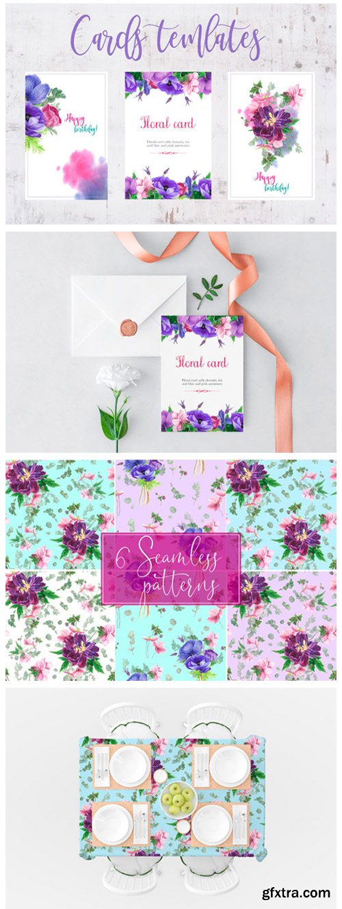 Purple Bouquet Watercolor Clipart 2342061