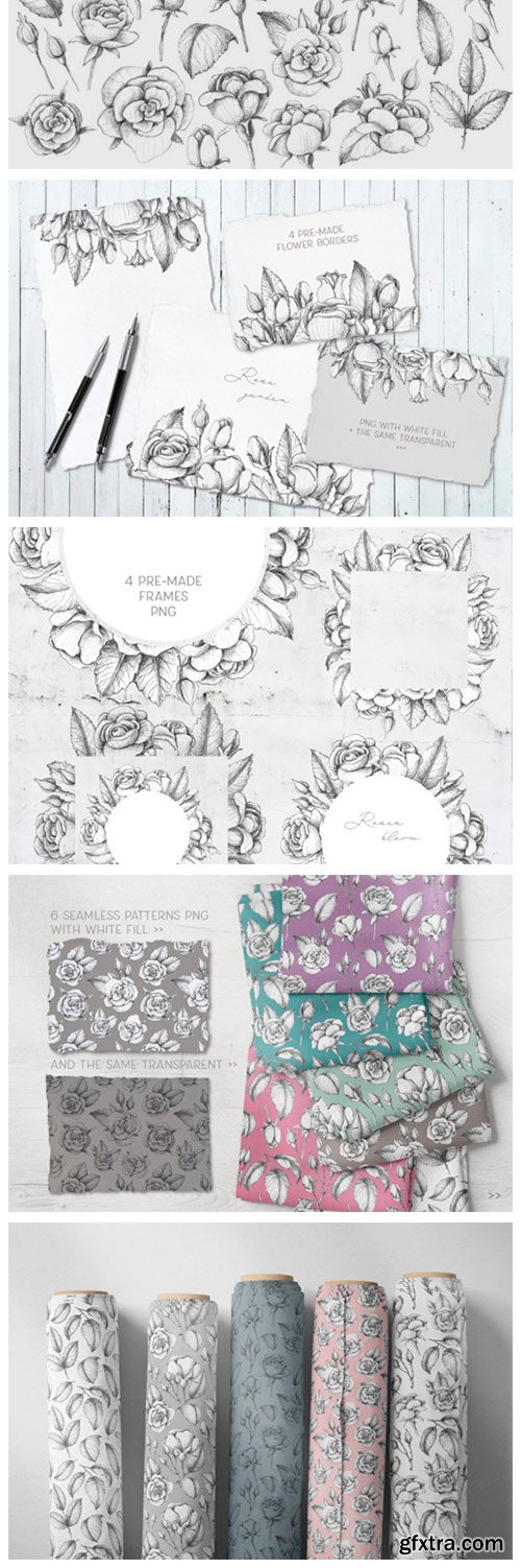 Sketched Roses Patterns Frames 2321332