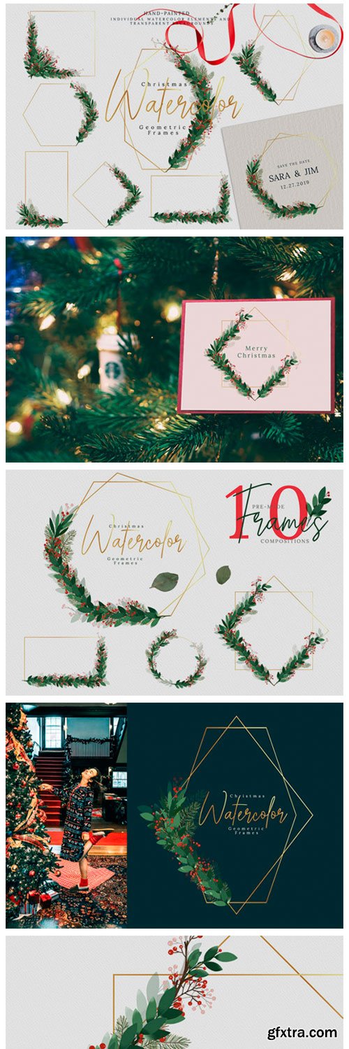 Christmas Watercolor Geometric Frames 2321307