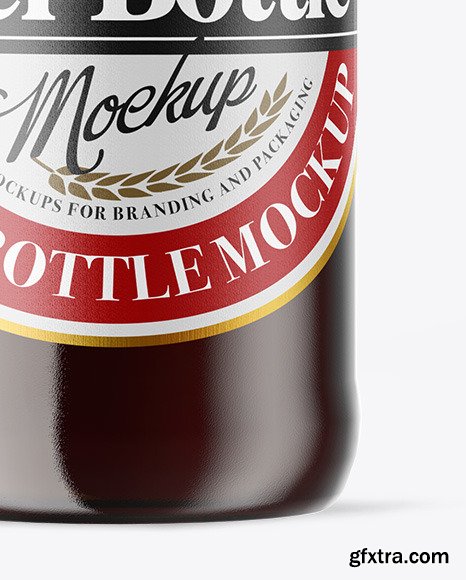 Amber Glass Bottle With Red Ale Mockup 51517