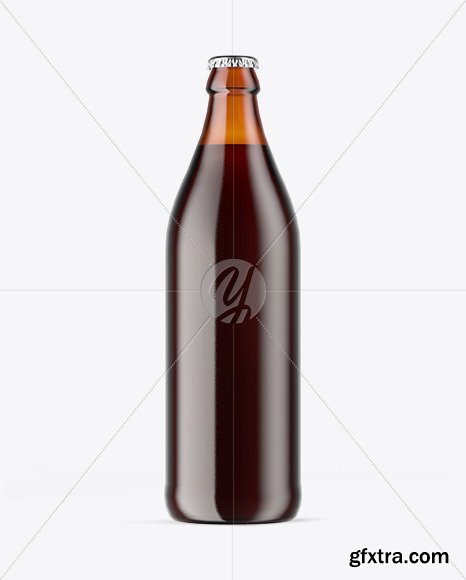 Amber Glass Bottle With Red Ale Mockup 51517