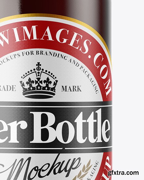 Amber Glass Bottle With Red Ale Mockup 51517