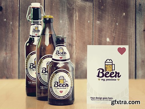 Various Beer Bottle Size Mockup with Menu 308553189