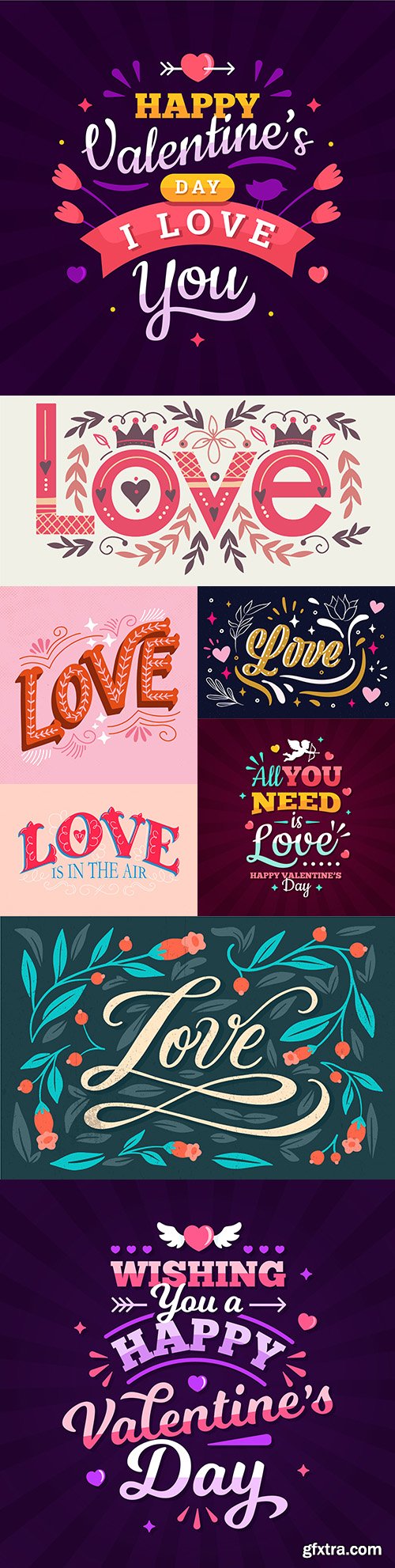 Valentine\'s Day calligraphic decorative inscriptions