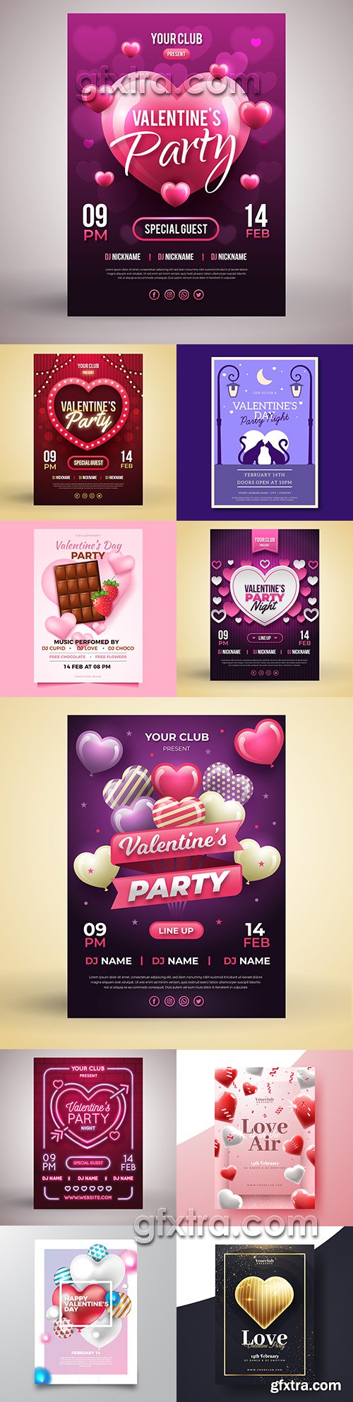 Valentine\'s Day romantic decorative flyer template