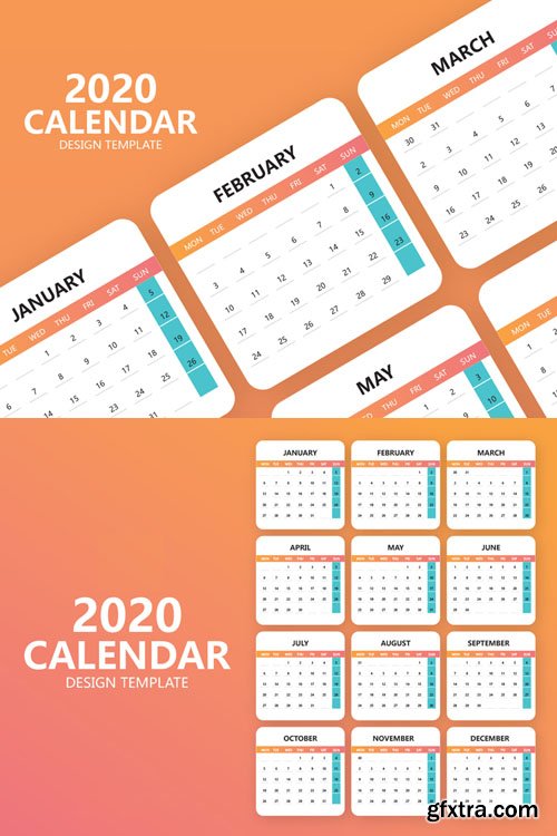 2020 Calendar Design Vector Template