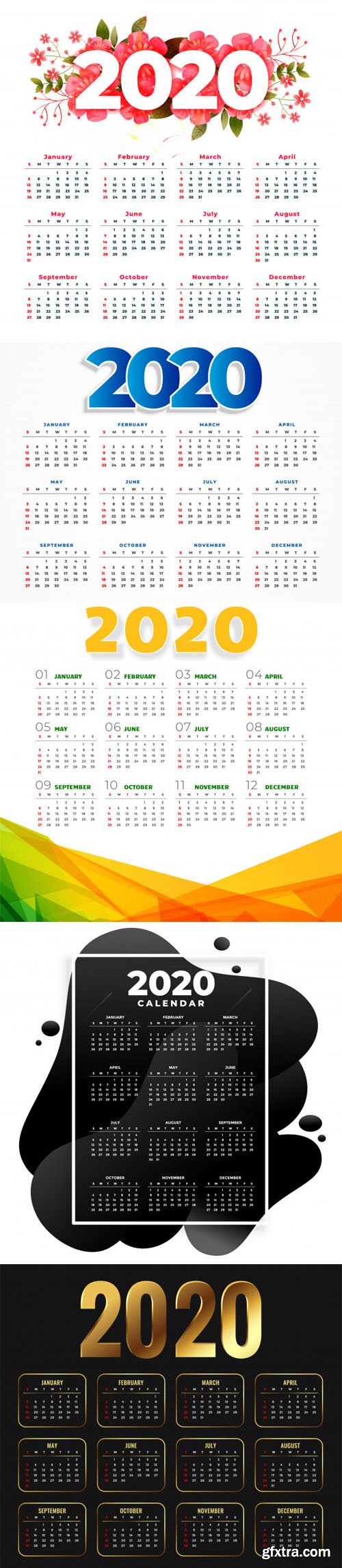 2020 Calendars Vector Collection 1