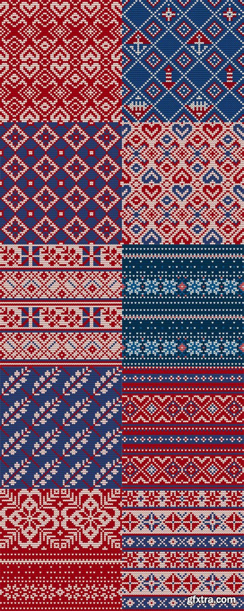 Holiday Knitting Seamless Patterns Vector Collection