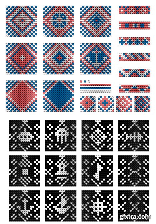 Holiday Knitting Seamless Patterns Vector Collection