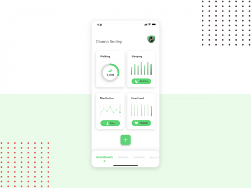 Dashboard screen as Light mode for Health Tracking app - dashboard-screen-as-light-mode-for-health-tracking-app