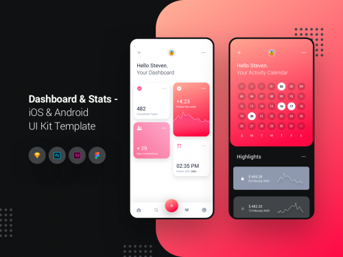 Dashboard & Stats - iOS & Android UI Kit Template - dashboard-stats-ios-android-ui-kit-template