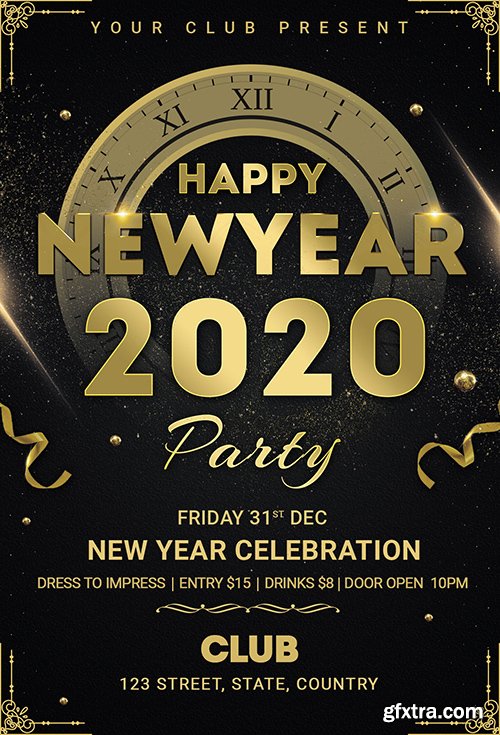 Happy new year party flyer design