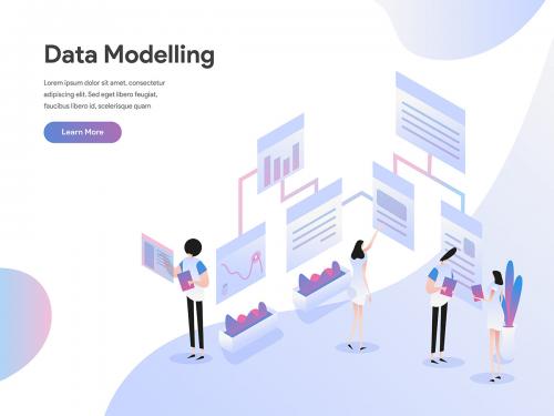 Data Modelling Isometric Illustration - data-modelling-isometric-illustration