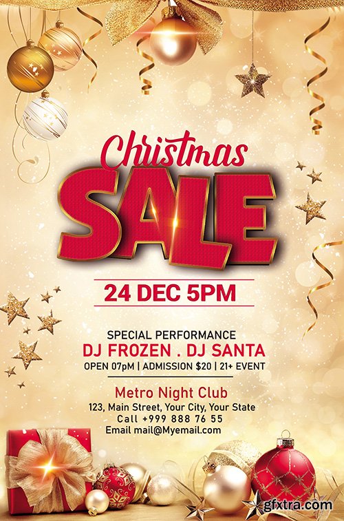 Golden theme Christmas Sale Flyer psd