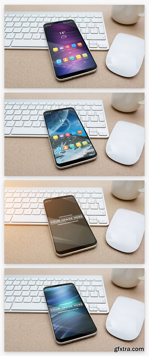 Smartphone on Keyboard Mockup 221026625