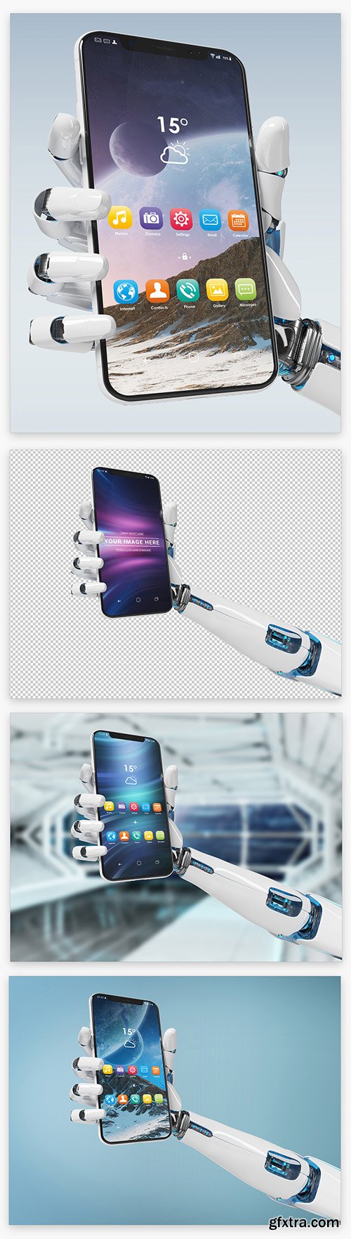 Isolated Smartphone in Robot Hand Mockup 220288384