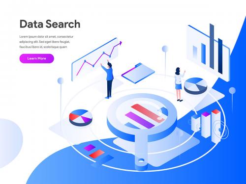 Data Search Isometric Illustration Concept - data-search-isometric-illustration-concept