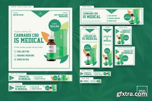 Cannabis Hemp Oil Banners Ad PSD Template