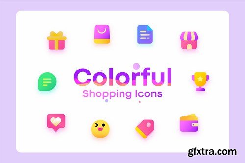 Colorful Shopping, ecommerce Illustration Icons