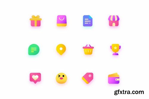 Colorful Shopping, ecommerce Illustration Icons