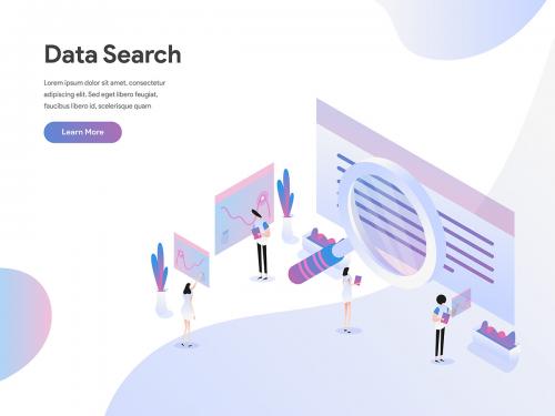 Data Search Isometric Illustration - data-search-isometric-illustration