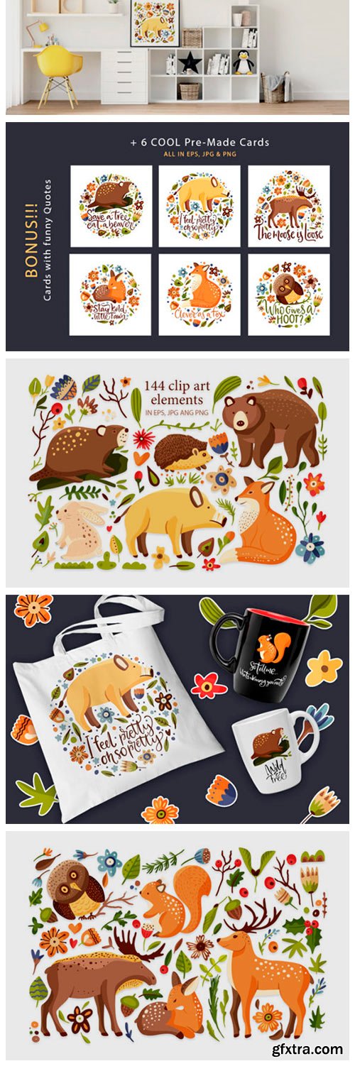 Forest Nature. Animal &amp; Flora Set. 2363890