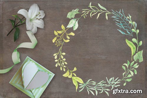 Green Foliage Wreaths and Elements