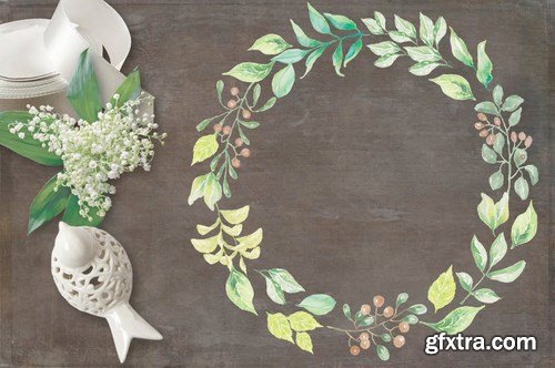 Green Foliage Wreaths and Elements