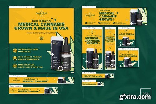 Cannabis Hemp Oil Banners Ad PSD Template