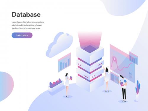 Database Server Isometric Illustration Concept - database-server-isometric-illustration-concept