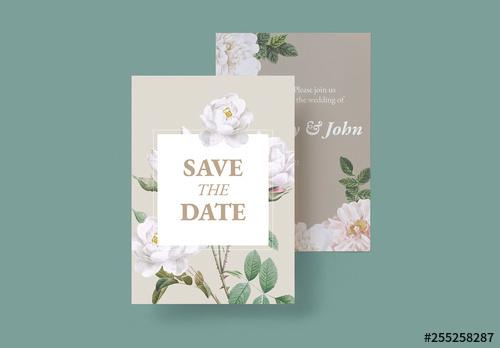 Vintage-Style Floral Wedding Invitation - 255258287 - 255258287