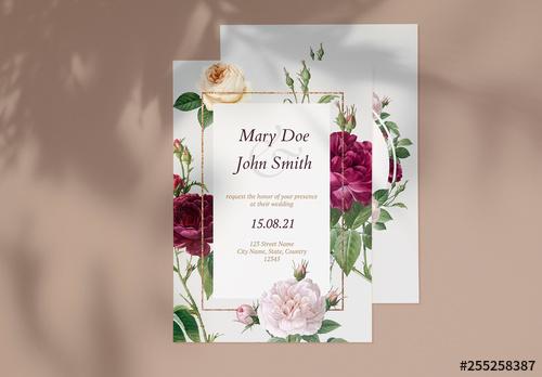 Vintage-Style Floral Wedding Invitation - 255258387 - 255258387