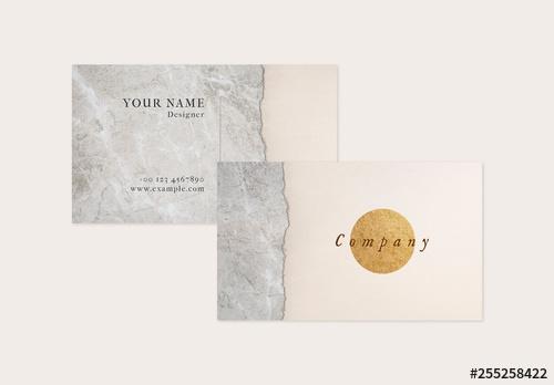 Business Card with Textured and Metallic Background Elements - 255258422 - 255258422