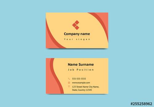 Orange Business Card with Wavy Elements - 255258962 - 255258962