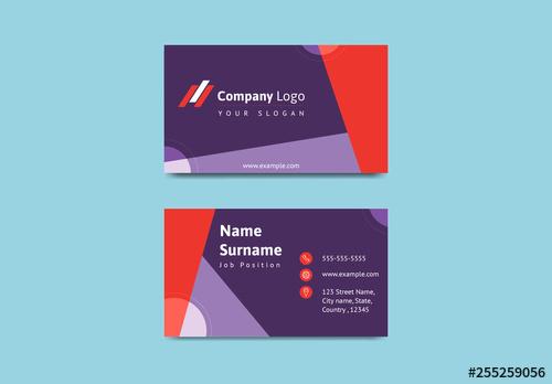 Purple and Red Business Card with Geometric Designs - 255259056 - 255259056